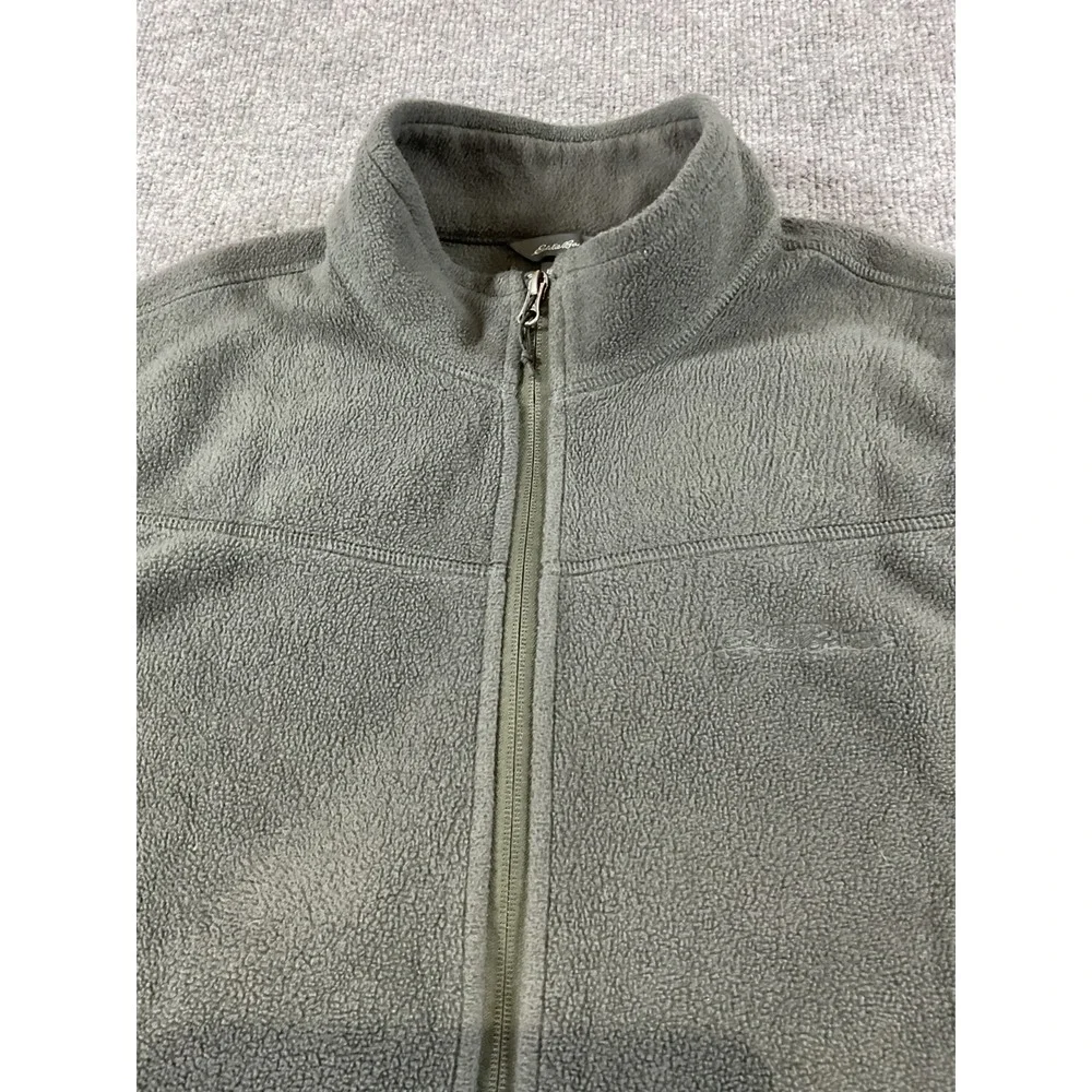 Eddie Bauer Fleece Vest Mens Medium M Green Full Zip Sleeveless Outdoor Hiking C